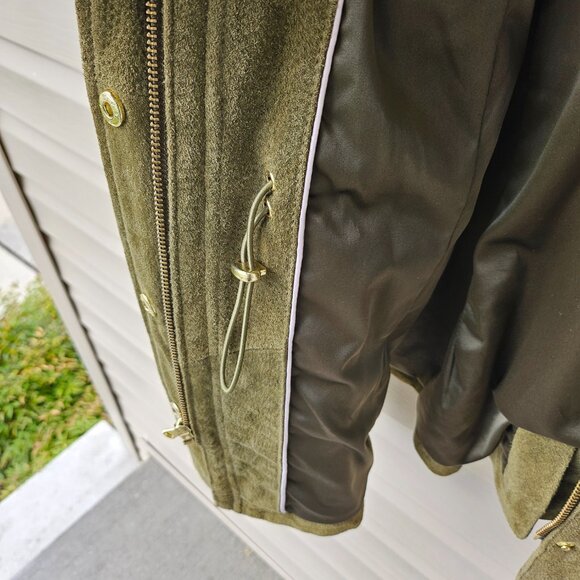 Barn Jacket Suede Jacket-Olive Green Isaac Mizrahi - Picture 7 of 12